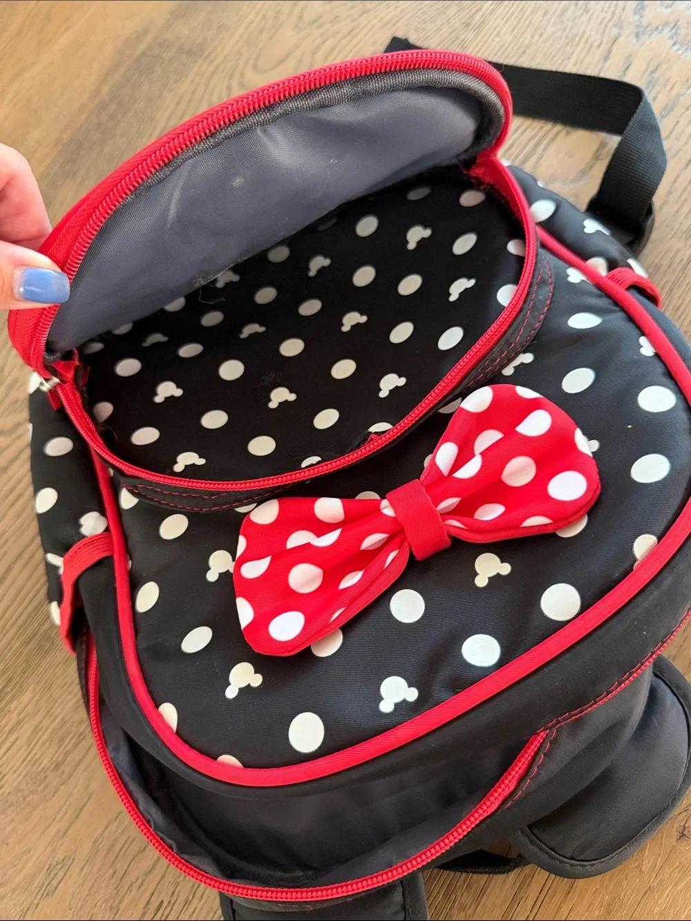 Disney Kids Polka Dot Minnie Backpack in Black and Red
